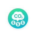 carbon emissions cost round icon