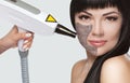 Carbon face peeling procedure in a beauty salon. Hardware cosmetology treatment Royalty Free Stock Photo