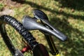 Carbon fiber bike saddle Royalty Free Stock Photo