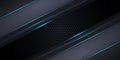 Carbon fiber dark gray background with blue luminous lines and highlights. Royalty Free Stock Photo