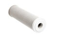 Carbon filter for water purification with a mesh structure of fishing line. Royalty Free Stock Photo