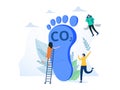 Carbon footprint as CO2 emission pollution amount in air tiny person concept. Dioxide greenhouse gases as climate change