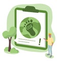 Carbon footprint as CO2 emission pollution amount in air. Vector illustration in flat style. Foot symbol as industrial Royalty Free Stock Photo