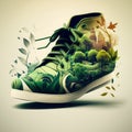 Carbon-Footprint Conscious Footwear with Plants Details