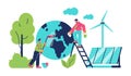 Carbon footprint and greenhouse gases banner, flat vector illustration isolated. Royalty Free Stock Photo