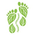 Carbon Footprint icon from foots shape. CO2 ecological footprint symbols with green leaves. Greenhouse gas emission. Environmental Royalty Free Stock Photo