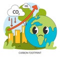 Carbon footprint. Sad Earth beside a CO2 gases. Air pollution. Global