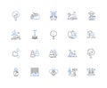 Carbon line icons collection. Graphene, Diamond, Nanotubes, Charcoal, Methane, Carbon dioxide, Coal vector and linear