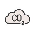 Carbon monoxide on cloud, Flat vector icon Royalty Free Stock Photo