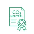 Carbon neutral certificate line icon. Green CO2 neutrality guarantee. A document with a stamp.