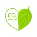 Carbon neutral icon logo. Heart with leaf Royalty Free Stock Photo