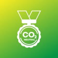 carbon neutral vector badge, medal icon