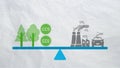 Carbon neutrality concept. Carbon dioxide reduction. CO2 gas emissions balance with carbon absorbed by trees and carbon capture