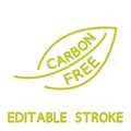 Carbon neutrality icon. CO2 recycling symbol. Leaf with lettering Carbon free