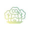 carbon offset, co2 gas reduction line icon