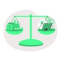 Carbon offset compensation to reduce CO2 greenhouse gases outline diagram. Emissions from factories Royalty Free Stock Photo
