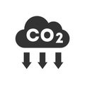 Carbon offset concept. Carbon dioxide in a cloud with down arrows. Royalty Free Stock Photo