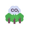 carbon offset icon, co2 emissions reduction