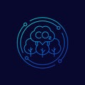 carbon offset icon, co2 emissions reduction vector