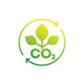 carbon offset icon, co2 gas reduction vector