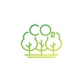 carbon offset, reducing co2 gas icon, line vector