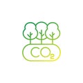 carbon offset and reducing co2 gas line icon