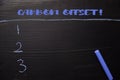 Carbon Offset! written with color chalk. Supported by an additional services. Blackboard concept Royalty Free Stock Photo