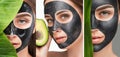 carbon peeling procedure to beautiful girl in a beauty salon. Girl with avocado.Hardware cosmetology treatment