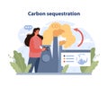 Carbon Sequestration concept. Flat vector illustration Royalty Free Stock Photo