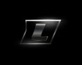 Carbon speed Letter L logo, dark matte metal carbon texture. Drive dynamic steel letter, turbo bold italic chrome