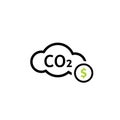 Carbon tax cloud line icon