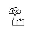 Carbon tax factory line icon