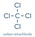 Carbon tetrachloride tetrachloromethane solvent molecule. Skeletal formula. Royalty Free Stock Photo