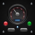 Carbon UI Application Software Controls Set. Switch, Button, Lamp, Car, Auto, Speedometr, Tachometer, Indicator, Detector