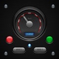 Carbon UI Application Software Controls Set. Switch, Button, Lamp, Car, Auto, Speedometr, Tachometer, Indicator, Detector