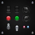 Carbon UI Application Software Controls Set. Switcher, Button, Knobs, Lamps