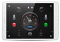Carbon UI Application Software Controls Set. White Tablet PAD. Knobs, Switch, Button, Lamp, Speedometr.