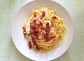 Carbonara, the famous spaghetti, special dish from Rome, Italy