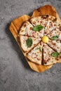 Carbonara pizza with bacon and eggs Royalty Free Stock Photo