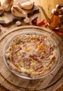 Carbonara pizza with bacon Royalty Free Stock Photo