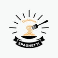 Carbonara spaghetti logo with fork and light