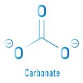 Carbonate anion, chemical structure. Skeletal chemical formula.