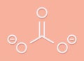 Carbonate anion, chemical structure. Skeletal formula.