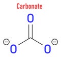 Carbonate anion, chemical structure. Skeletal chemical formula.