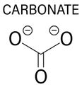 Carbonate anion molecule, chemical structure. Skeletal formula.