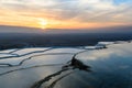 Carbonate travertines the natural pools during sunset, Pamukkale, Turkey Royalty Free Stock Photo