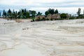 Carbonate travertines the Thermal springs, natural pools, Pamukkale, Turkey Royalty Free Stock Photo