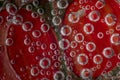 Carbonated Drink Bubbles on Red Colored Background Royalty Free Stock Photo