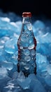 Carbonated soft drink bottle surrounded by ice, promising a refreshing beverage Royalty Free Stock Photo