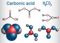 Carbonic acid H2CO3 molecule . It is also solution of carbon